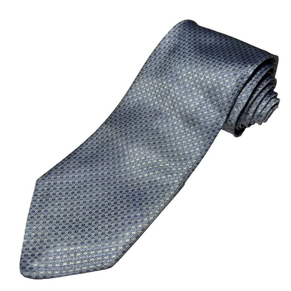 BROOKS BROTHERS 346 Geometric Classic Tie Necktie Blue 100% Silk Made In USA